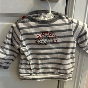 Petit Bateau Striped Long Sleeve Shirt with Floral Detail